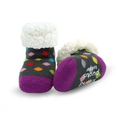 Pudus Cozy Kids & Toddler Slipper Socks With Non-Slip Grippers & Warm Fleece Lining Polka Dot Multi